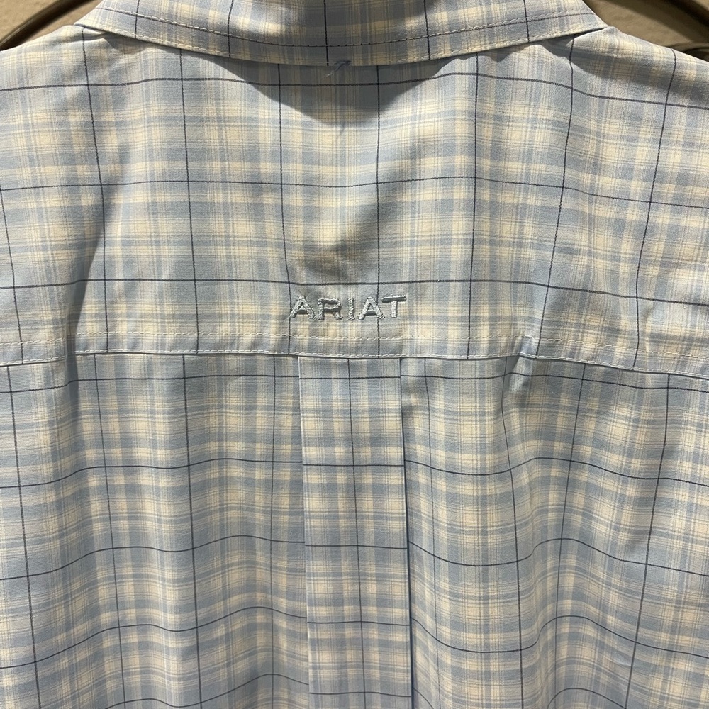 Ariat Pro Men's Light Blue Plaid Button-Down Shirt - Picture 8 of 9